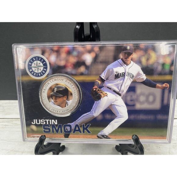Justin Smoak Seattle MARINERS MLB Silver Plated Commemorative Medallion Encased - Picture 1 of 10